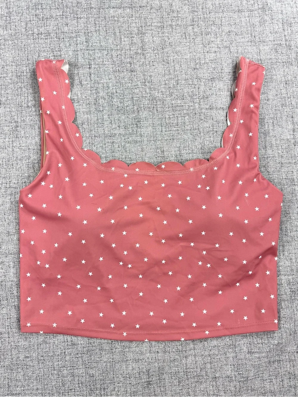 Kortni Jeane scallop top Pink white‎ Stars tankini swim G